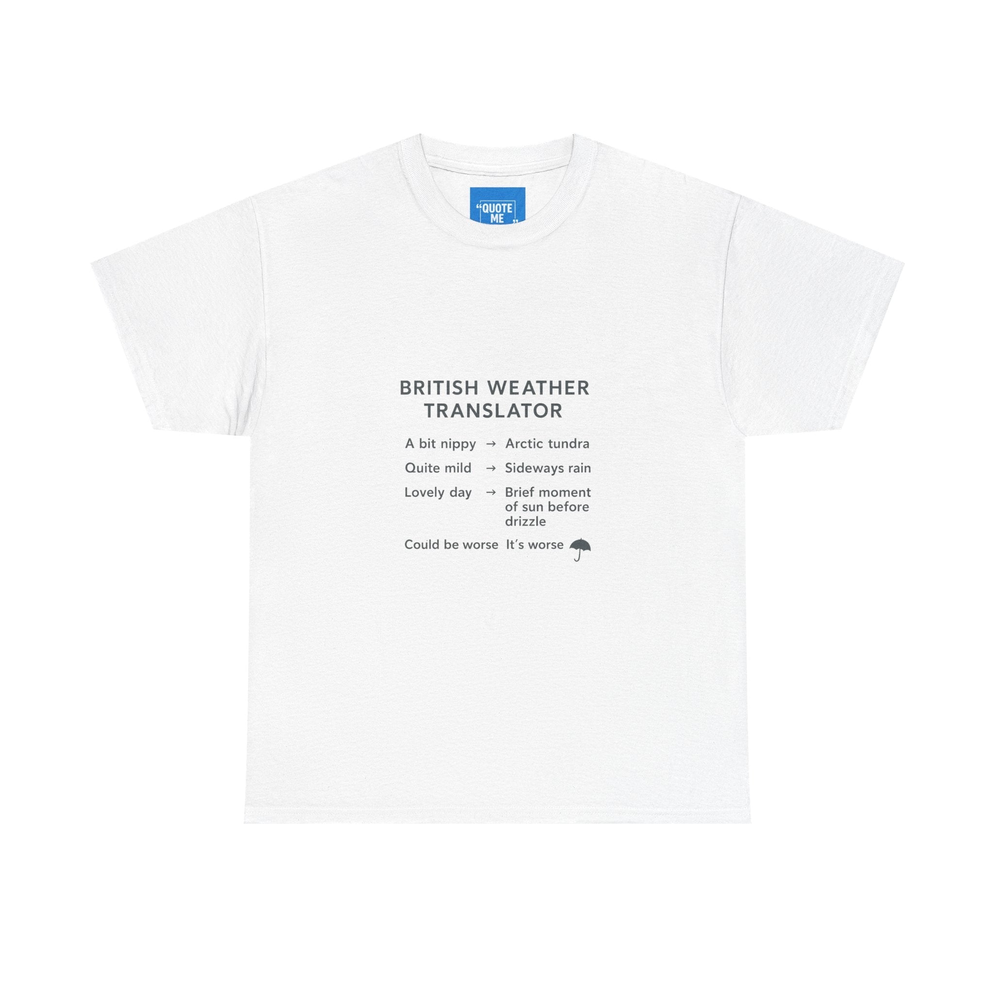 British Weather Problems Unisex Tee, Humorous British Tee, Heavy Cotton T-Shirt, Funny UK Tee